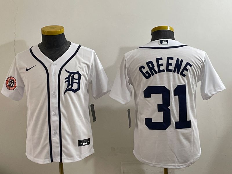Youth 2025 Detroit Tigers #31 Greene White Game Nike MLB Jersey style 4->youth mlb jersey->Youth Jersey